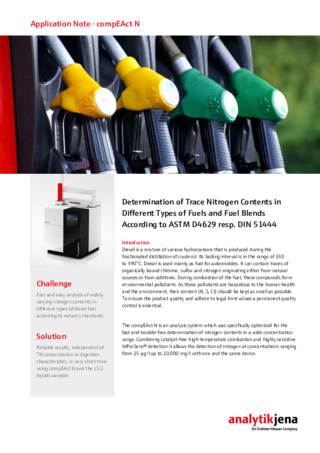 Determination of Trace Nitrogen Contents in Different Types of Fuels and Fuel Blends According to ASTM D4629 resp. DIN 51444