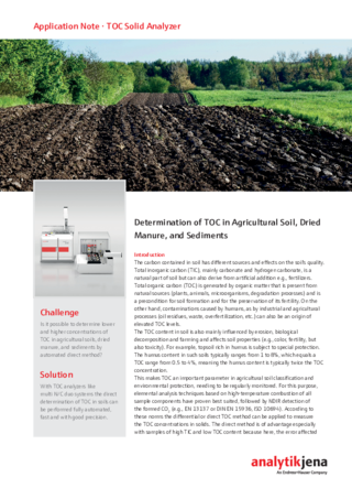 Determination of TOC in Agricultural Soil, Dried Manure and Sediments