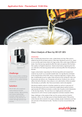 Direct Analysis of Beer by HR ICP-OES