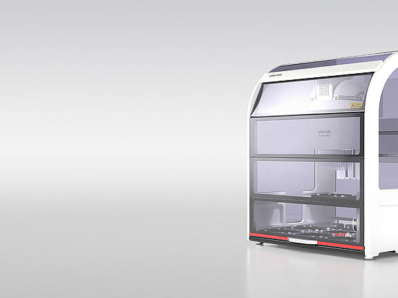 CyBioFeliX liquid handler with UV enclosure (corner view)